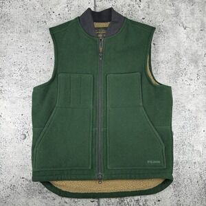 FILSON LINED MACKINAW WOOL WORK VEST DARK SPRUCE GREEN Medium